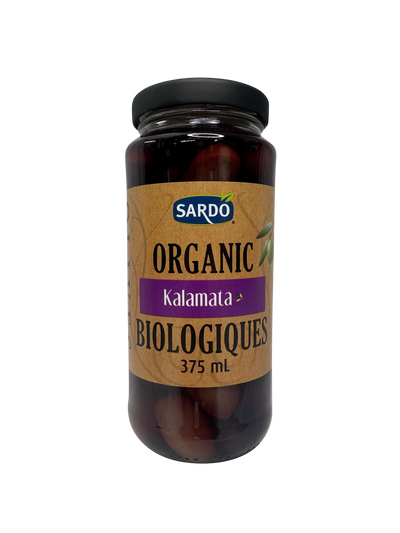 SARDO ORGANIC KALAMATA OLIVES 375ML
