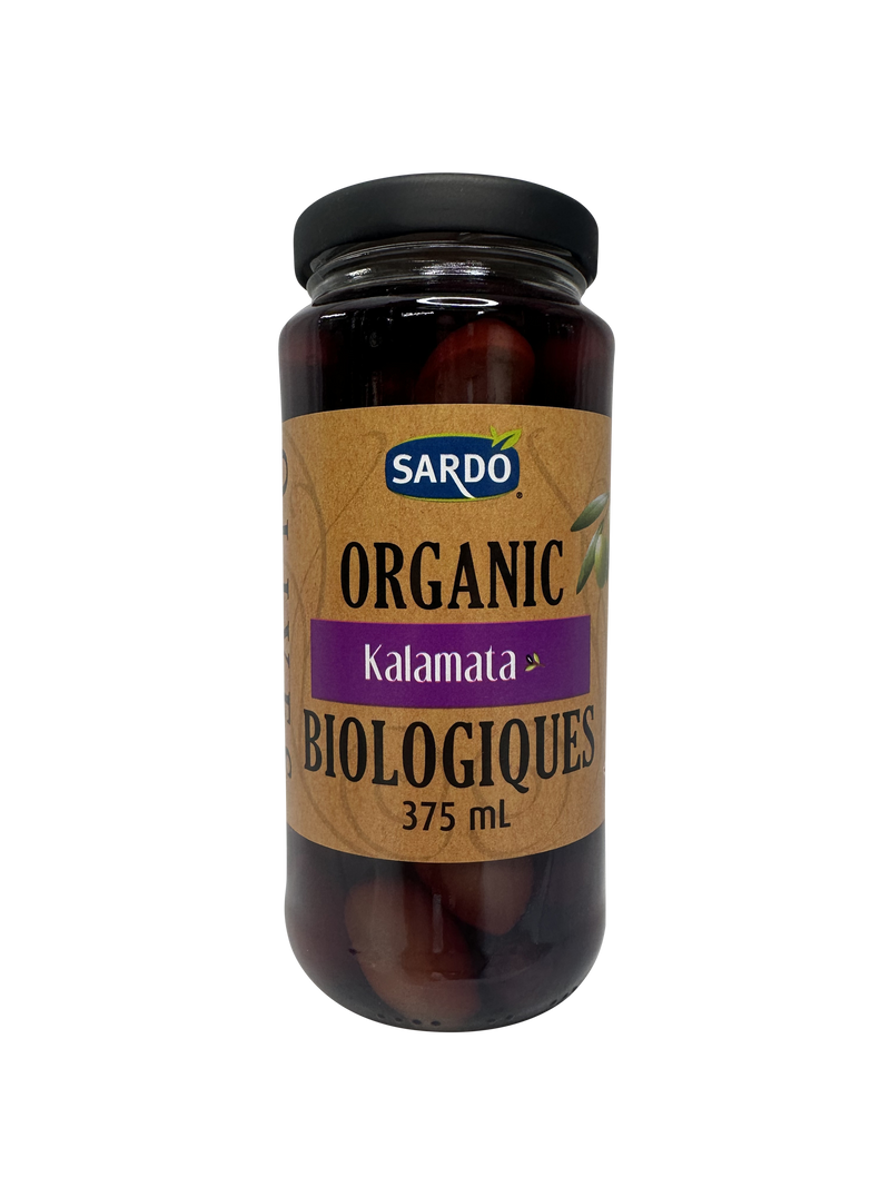 SARDO ORGANIC KALAMATA OLIVES 375ML