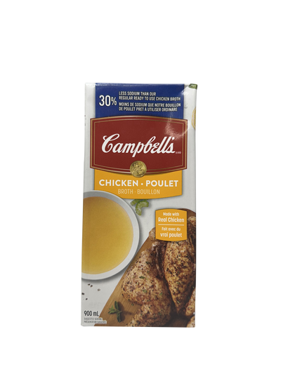 CAMPBELLS CHICKEN BROTH LESS SODIUM 900ML