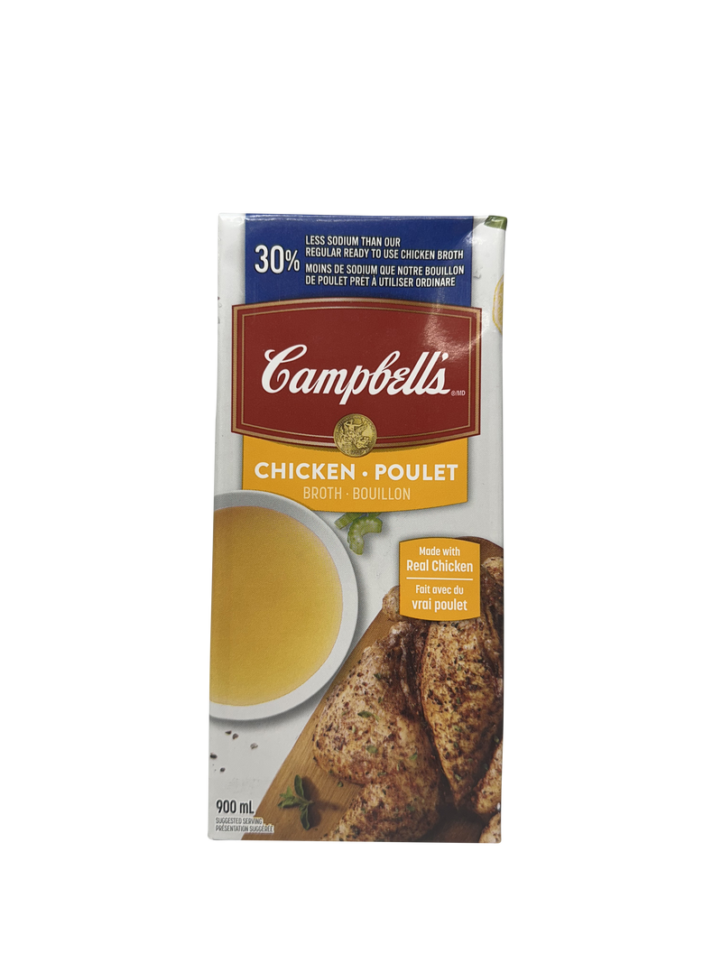 CAMPBELLS CHICKEN BROTH LESS SODIUM 900ML