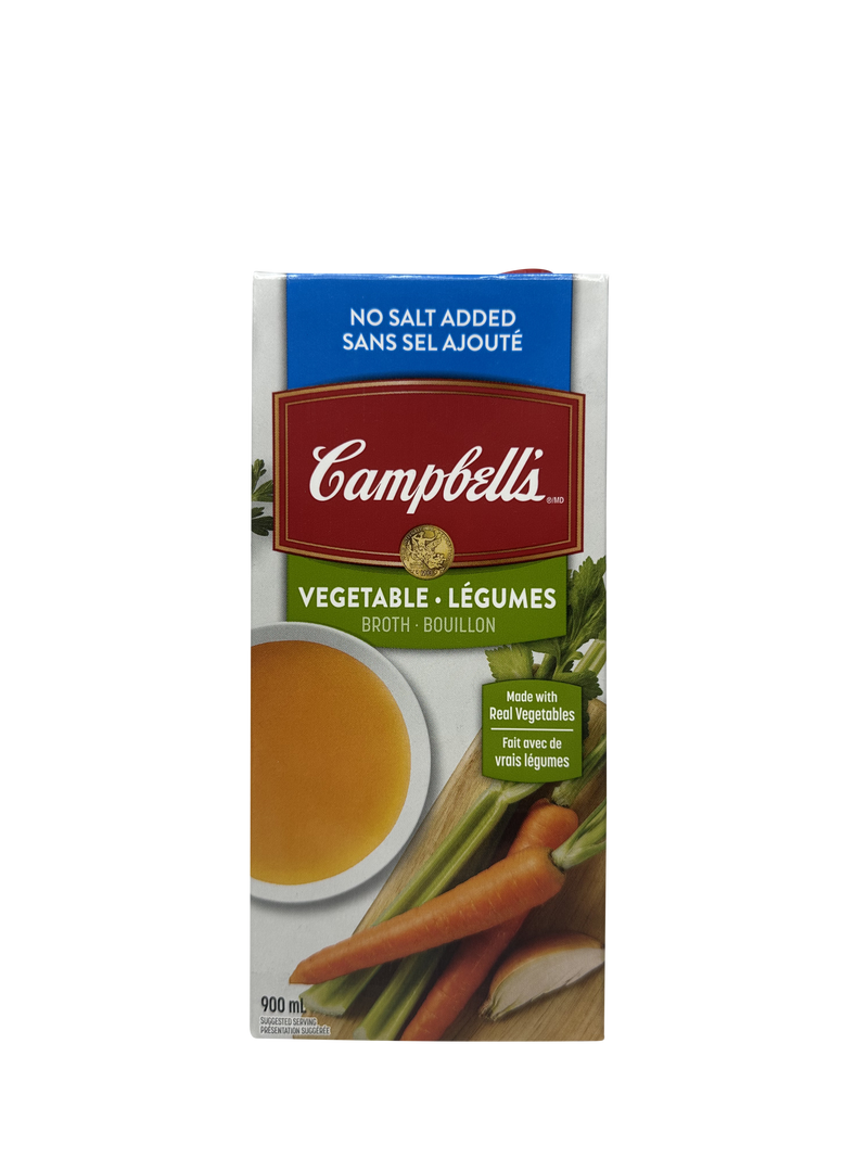 CAMPBELL'S VEGTABLE BROTH NO ADDED SALT 900ML