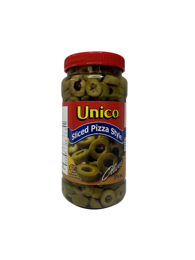UNICO PIZZA STYLE SLICED OLIVES 375ML