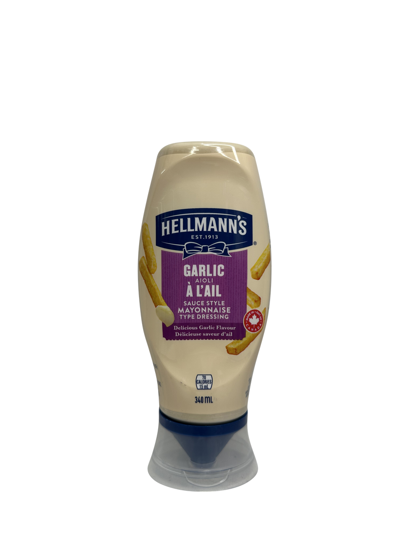 HELLMANNS GARLIC AIOLI  SQUEEZE 340ML