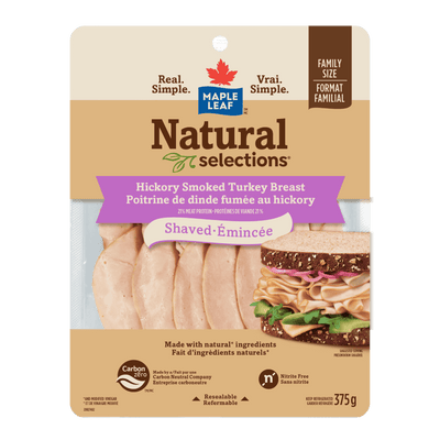 MAPLE LEAF NATURAL SELECTIONS SHAVED SMOKED TURKEY 375G