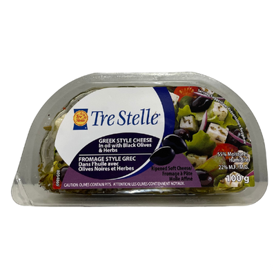 TRE STELLE FETA  BLACK OLIVES & HERBS 100G
