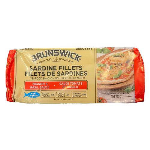 BRUNSWICK SARDINE FILLETS TOMATO BASIL SAUCE 100G