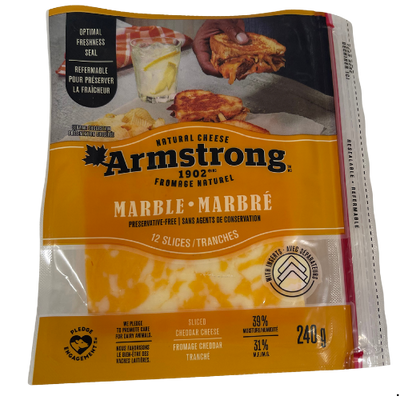 ARMSTRONG MARBLE CHEDDAR SLICES 220G