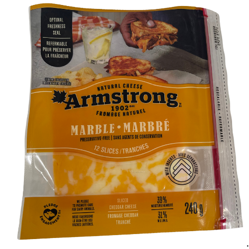 ARMSTRONG MARBLE CHEDDAR SLICES 220G