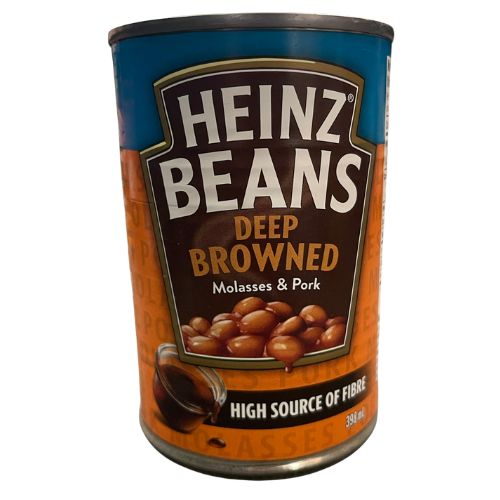 HEINZ BEANS DEEP BROWN MOLASSES & PORK 398ML