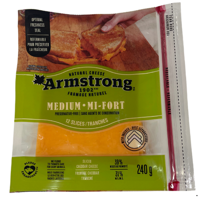 ARMSTRONG MEDIUM CHEDDAR SLICES 220G