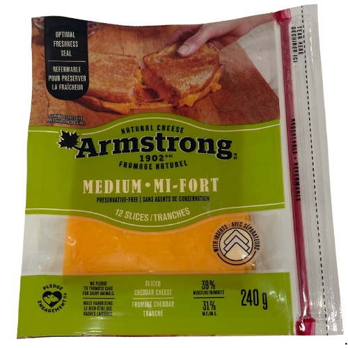 ARMSTRONG MEDIUM CHEDDAR SLICES 220G