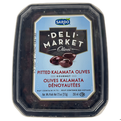SARDO PITTED KALAMAT OLIVES 250ML
